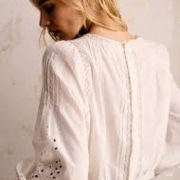 Sezane Enea Blouse Ecru Size 10 - Picture 6 of 7